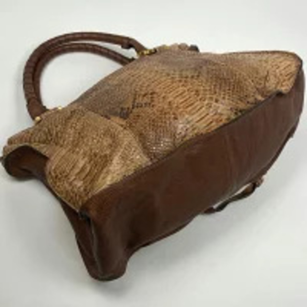 Chloe Brown Leather Tote Python Handbag Bag Marcie